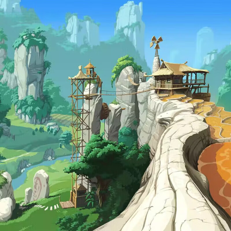 Q版卡通丛林场景 动漫游戏开发的PS素材宝库